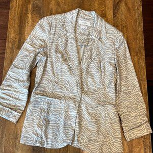 Level 99 Stretch Linen Grey/Off White Blazer, size small